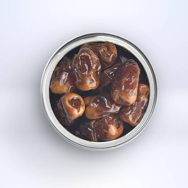 علب معدنية تمر شيشي بالدبس منزوع النوى