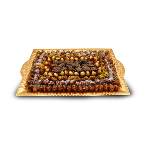صحن تمر محشي باللون الذهبي الفاخر