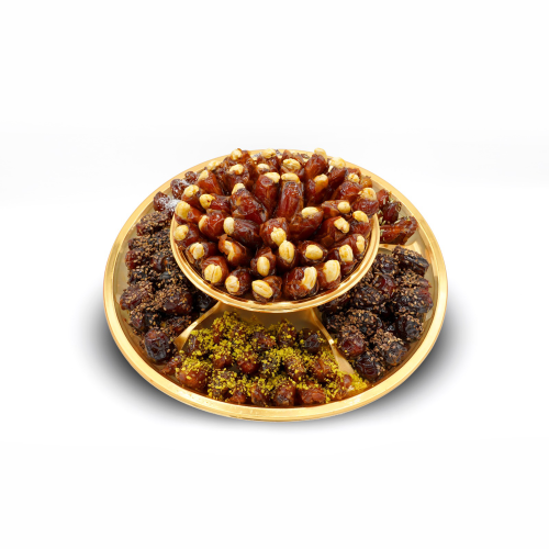 صحن تمر قوت بطبقتين ومحشي بالمكسرات